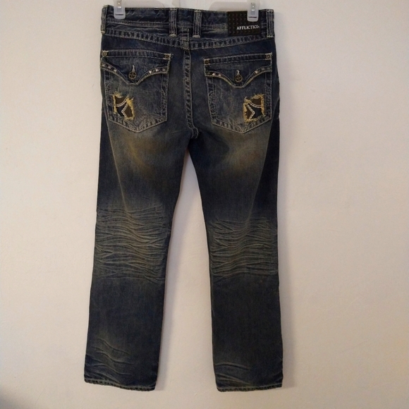 Affliction Distressed Denim Jeans Size 34 - Picture 2 of 13